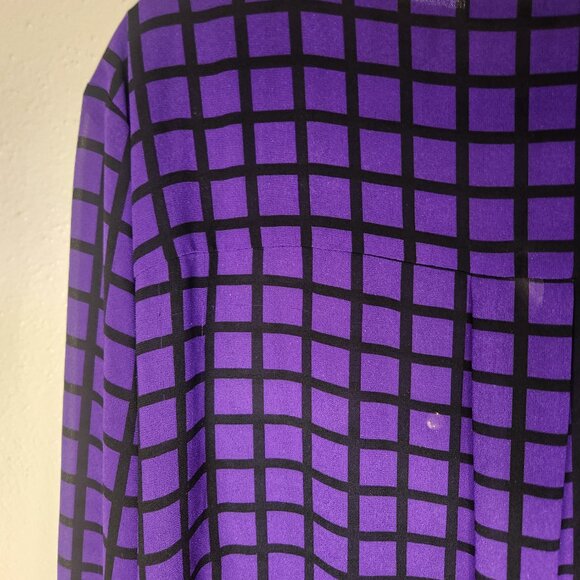Michael Kors Sheer Purple and Black Dress Blouse with Zipper Accents Size XLarge - Picture 14 of 16